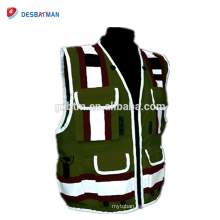 Venta al por mayor ANSI Clase 2 Topógrafo Visibilidad Visible chaleco de seguridad reflexivo con bolsillos 3M Personalizado Hola Vis Workwear Waistcoat